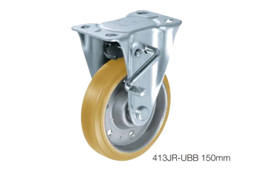 ハンマーキャスター 重荷重 413JR (φ100～150)(プレート式・固定・ストッパー付)(三価クロメート)